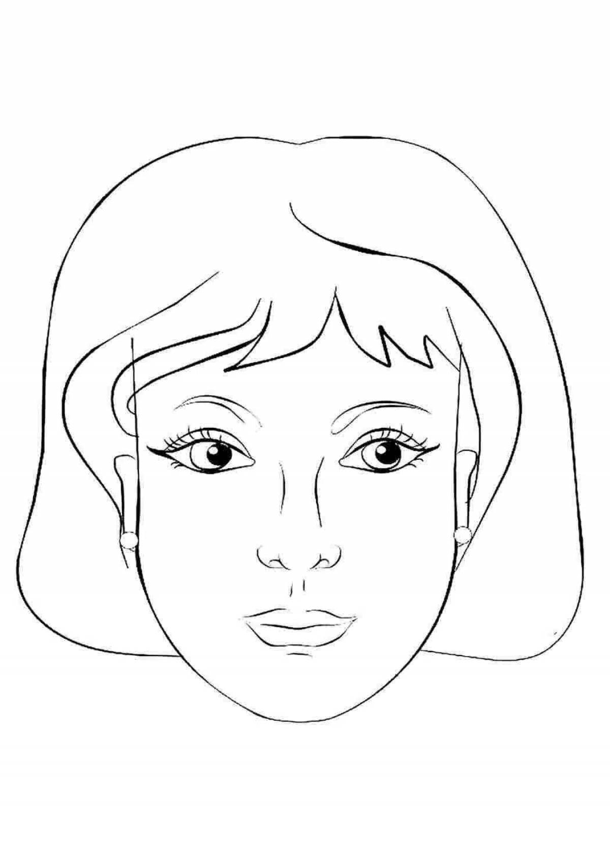 Radiant coloring page face human girl