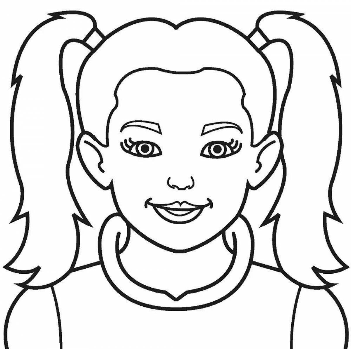 Playful girl face coloring