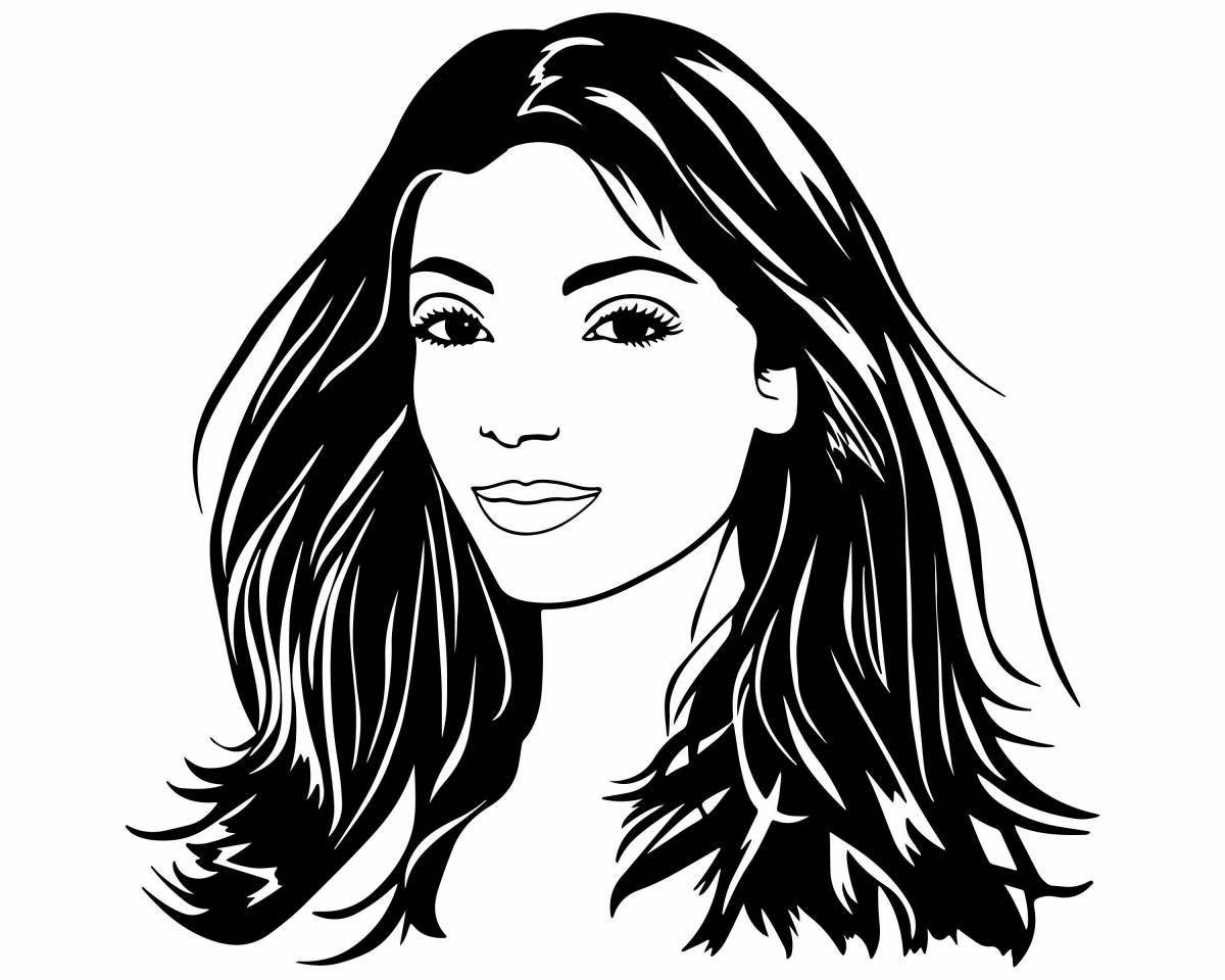 Gleeful coloring page face human girl