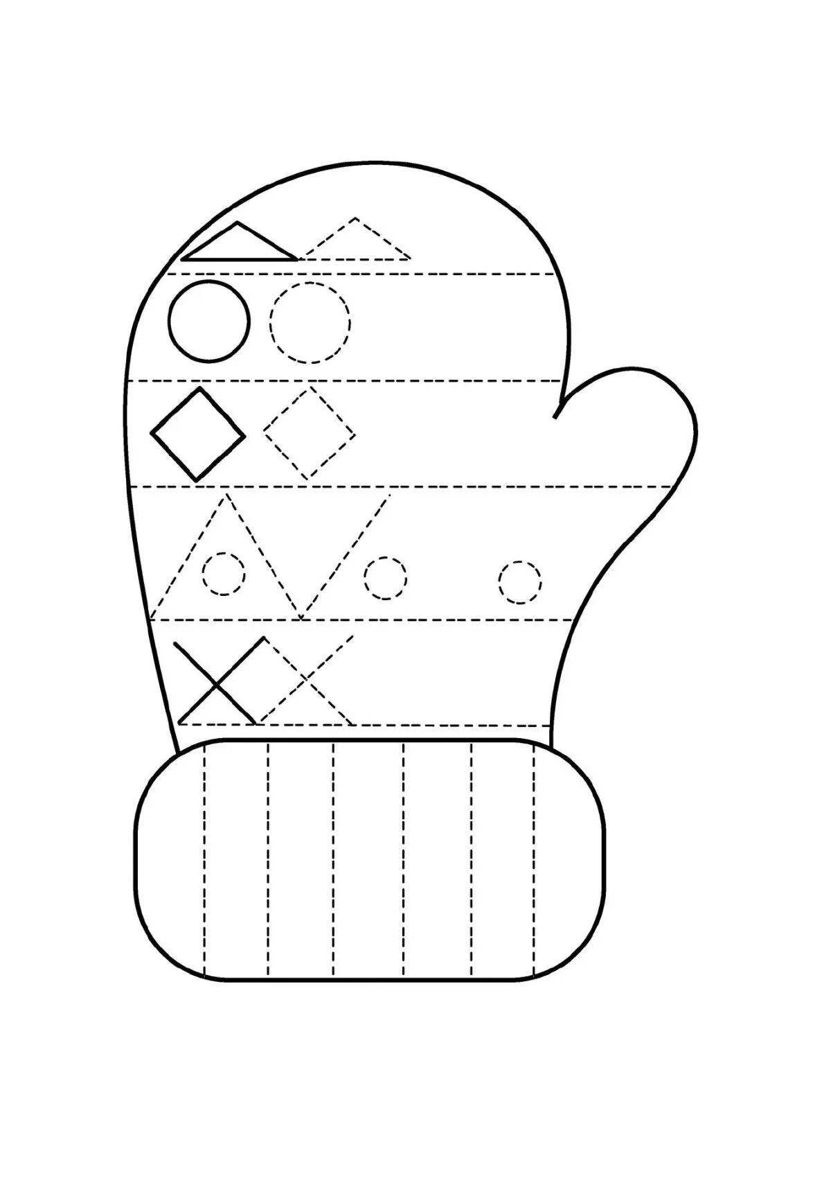 Coloring page cute santa mitten