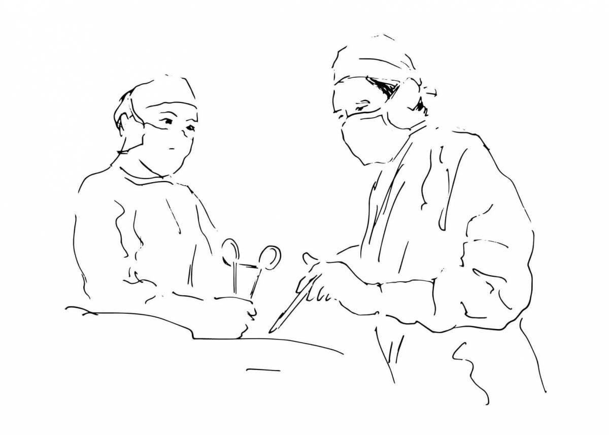 Красочная страница-раскраска хирург для детей