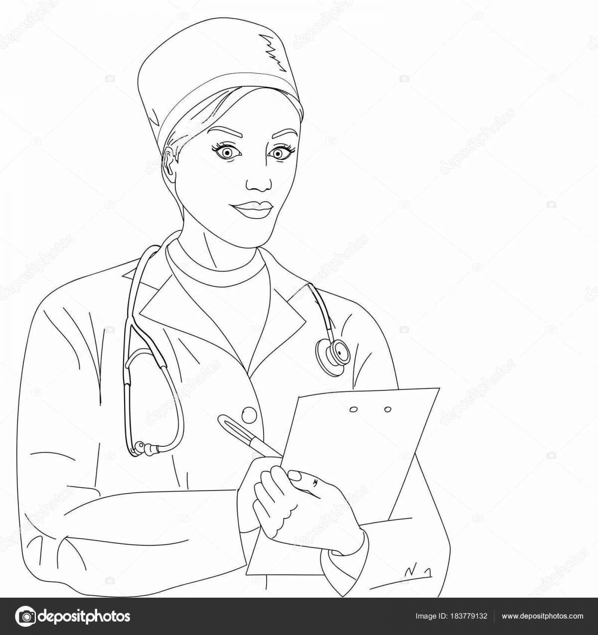 Playful surgeon coloring page for kids