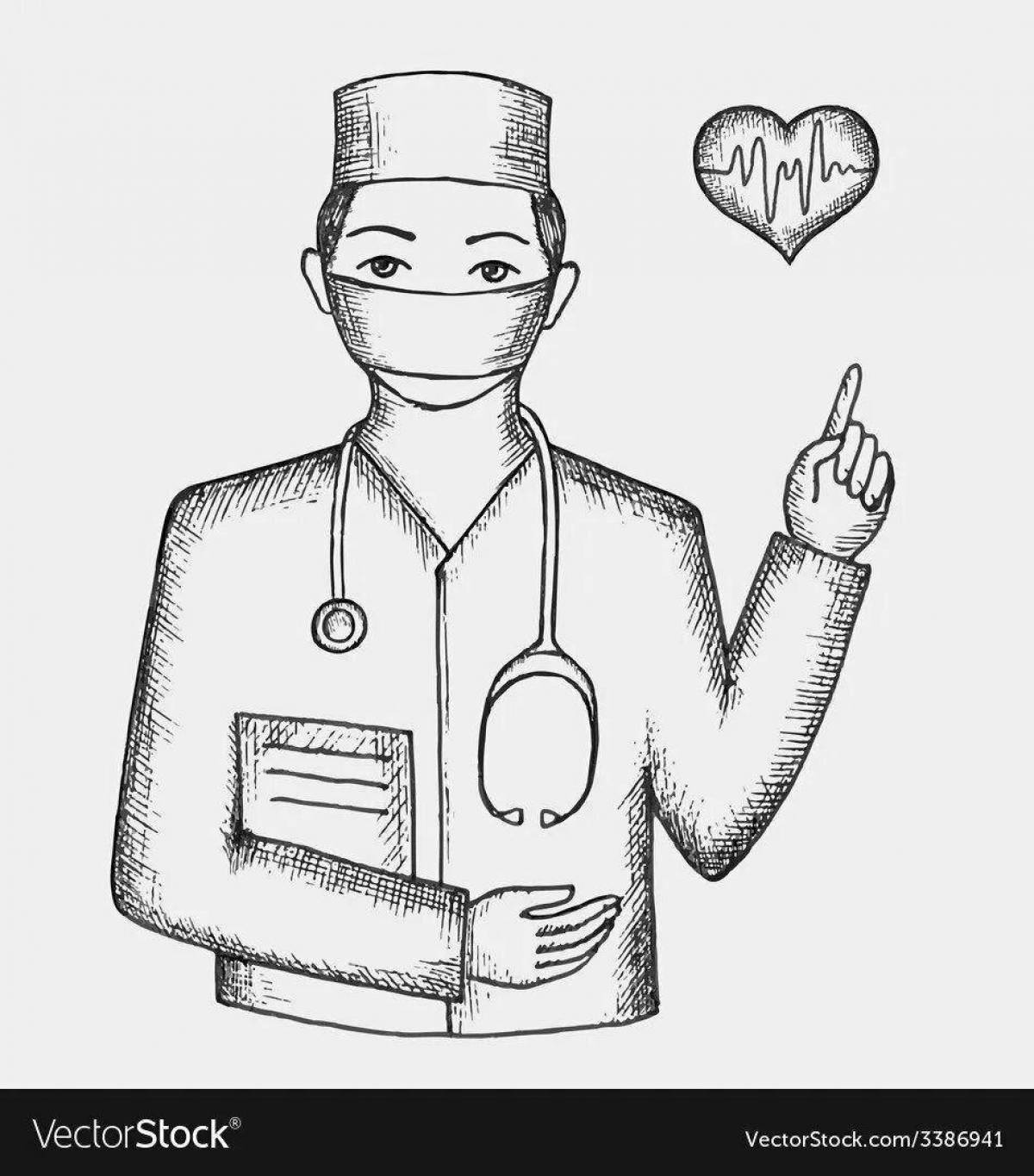 Outstanding surgeon coloring page for kids