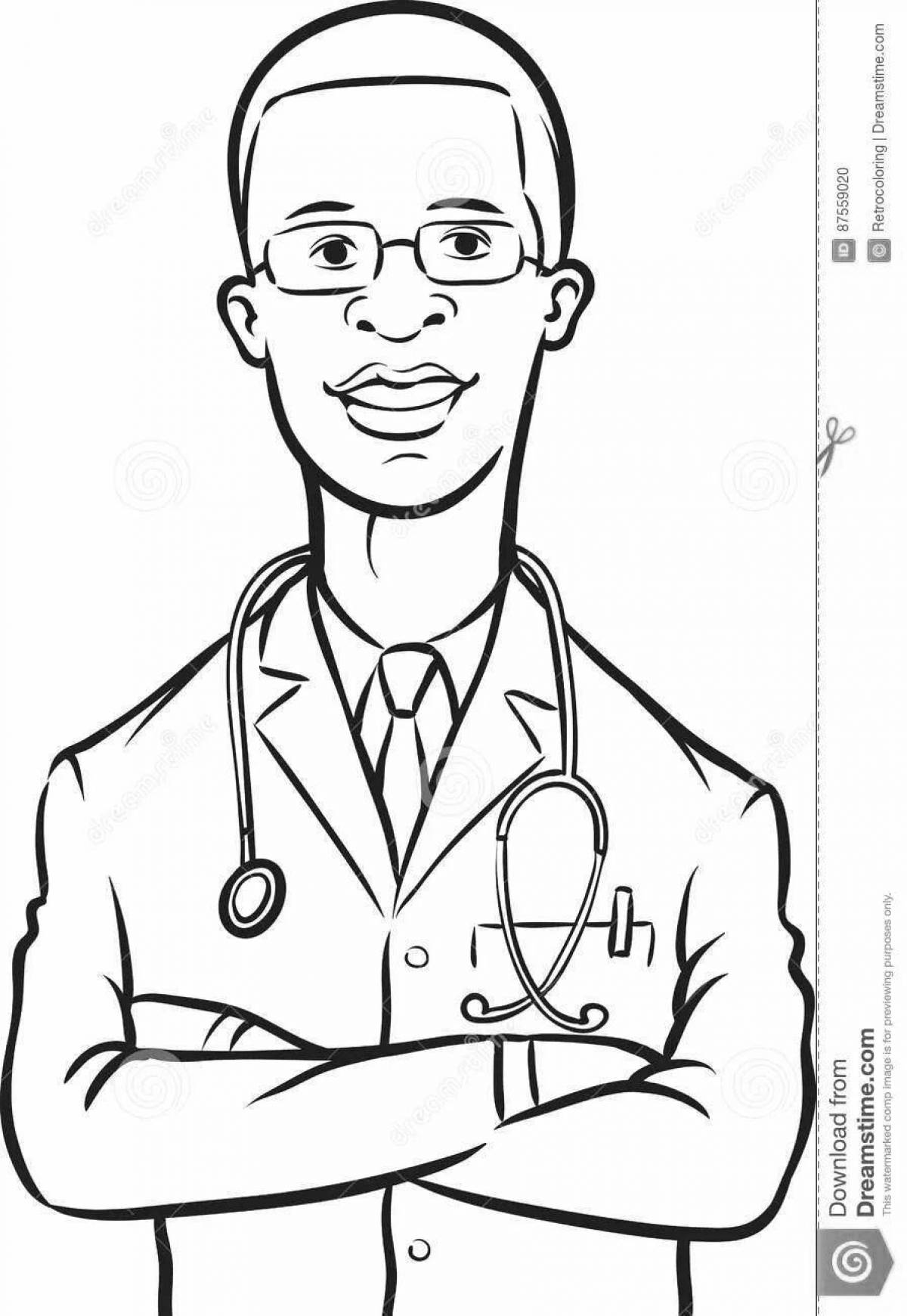 Adorable surgeon coloring page for kids