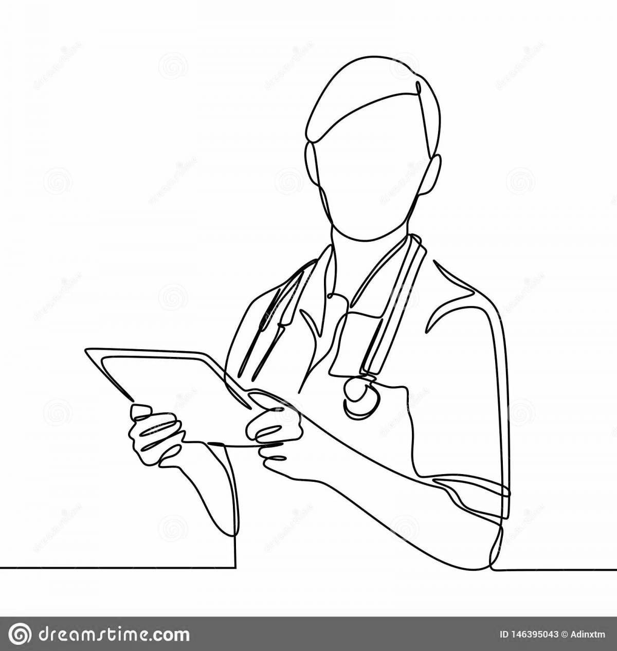 Colorful bright surgeon coloring page for kids