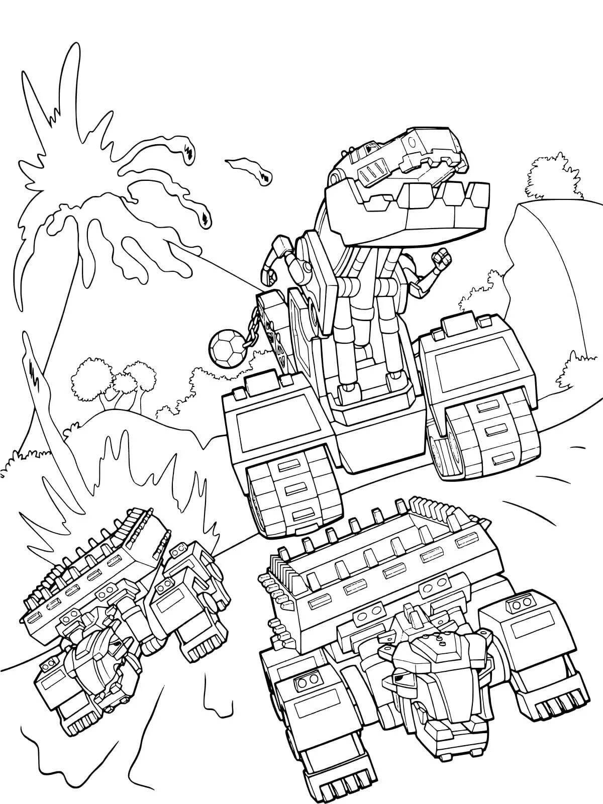 Coloring page funny caterpillar robot