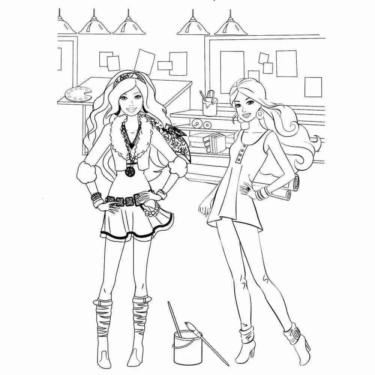 Bright trendy coloring pages for girls