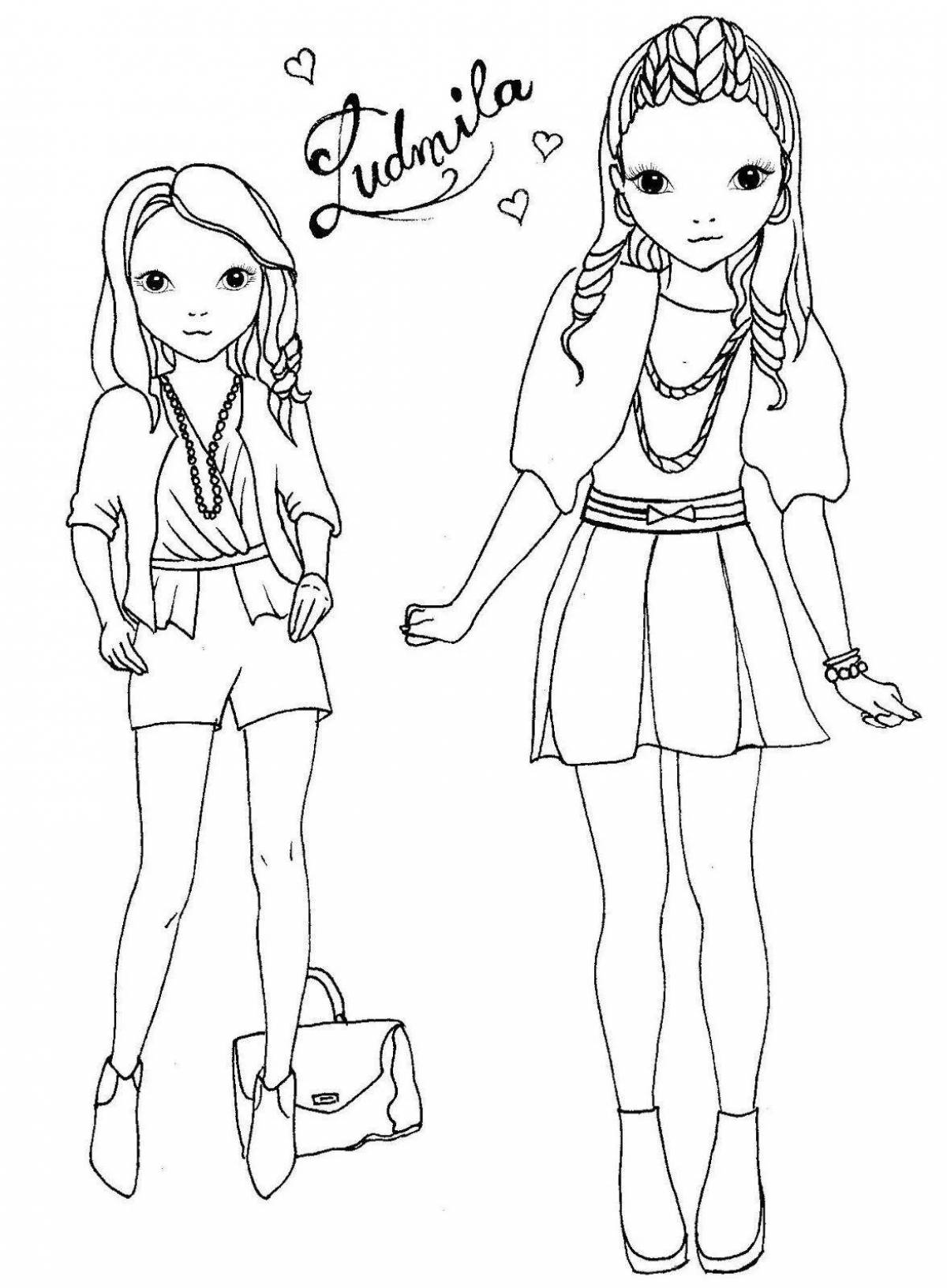 Coloring page unique fashion for girls