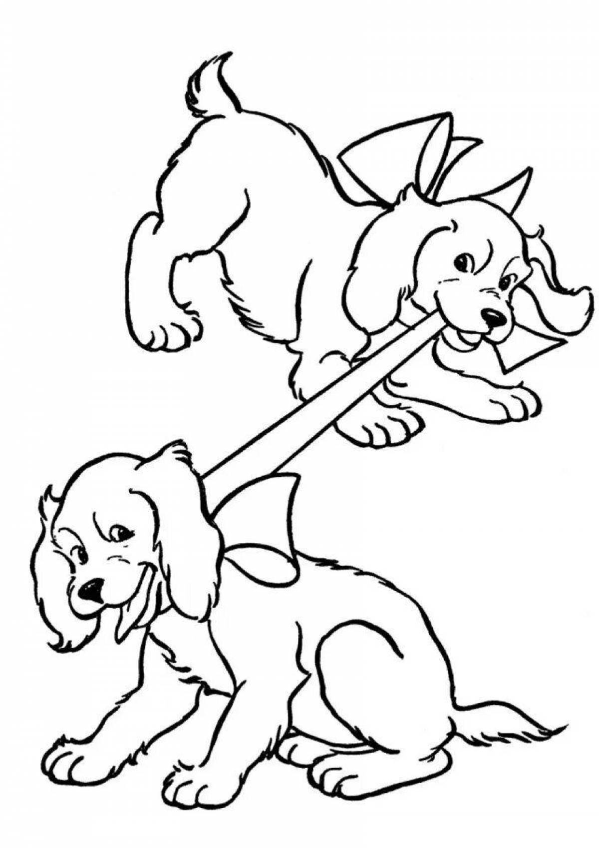 Outgoing dog boy coloring book