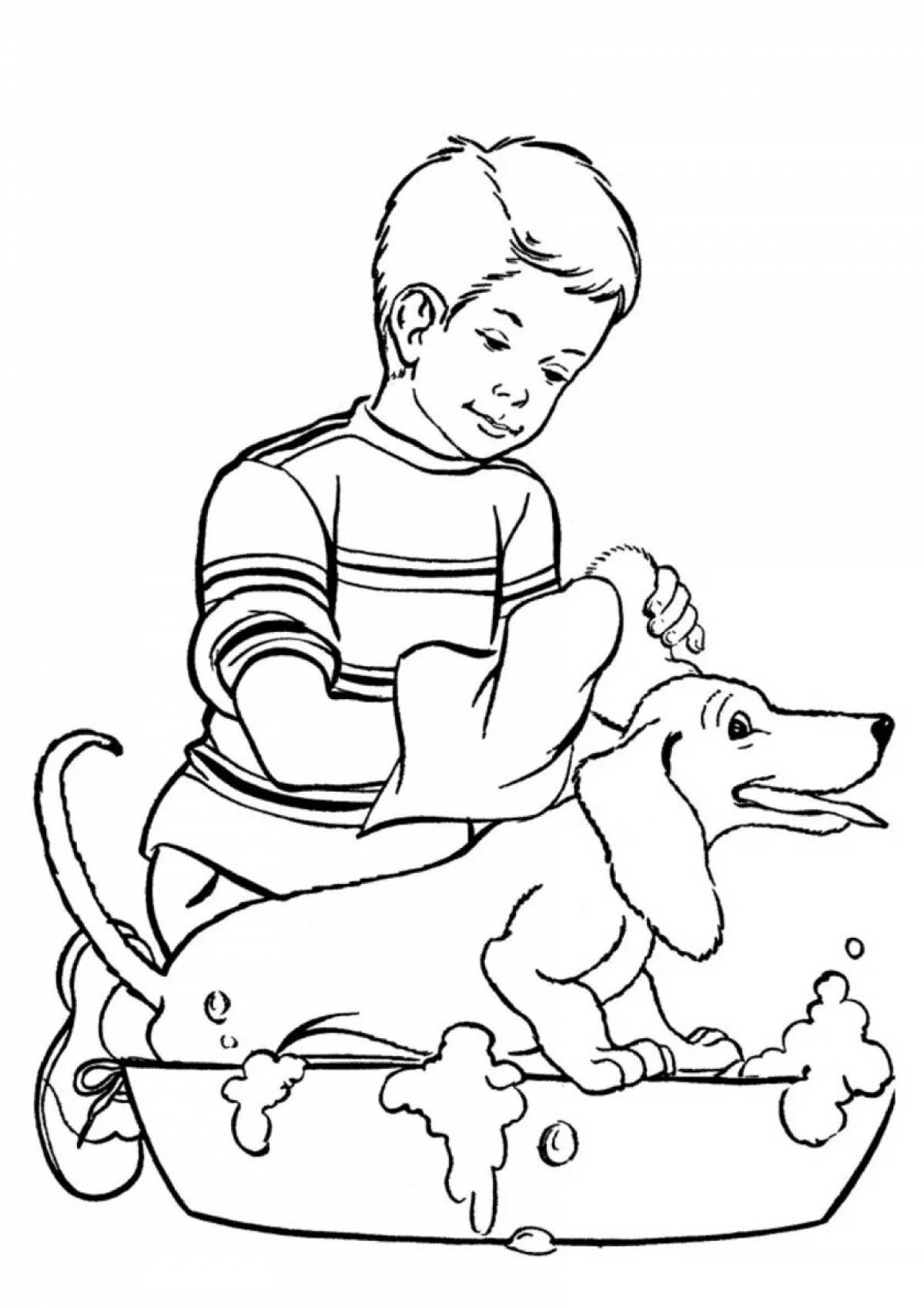 Funny coloring book for dog boys