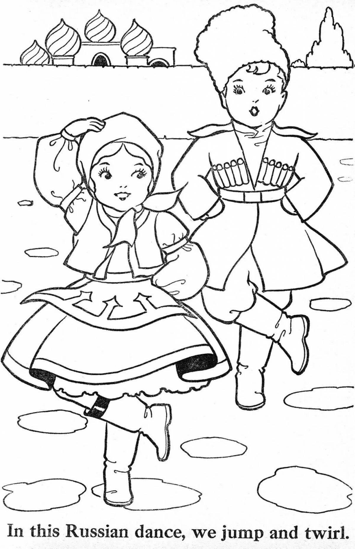 Coloring pages beckoning Cossacks for children
