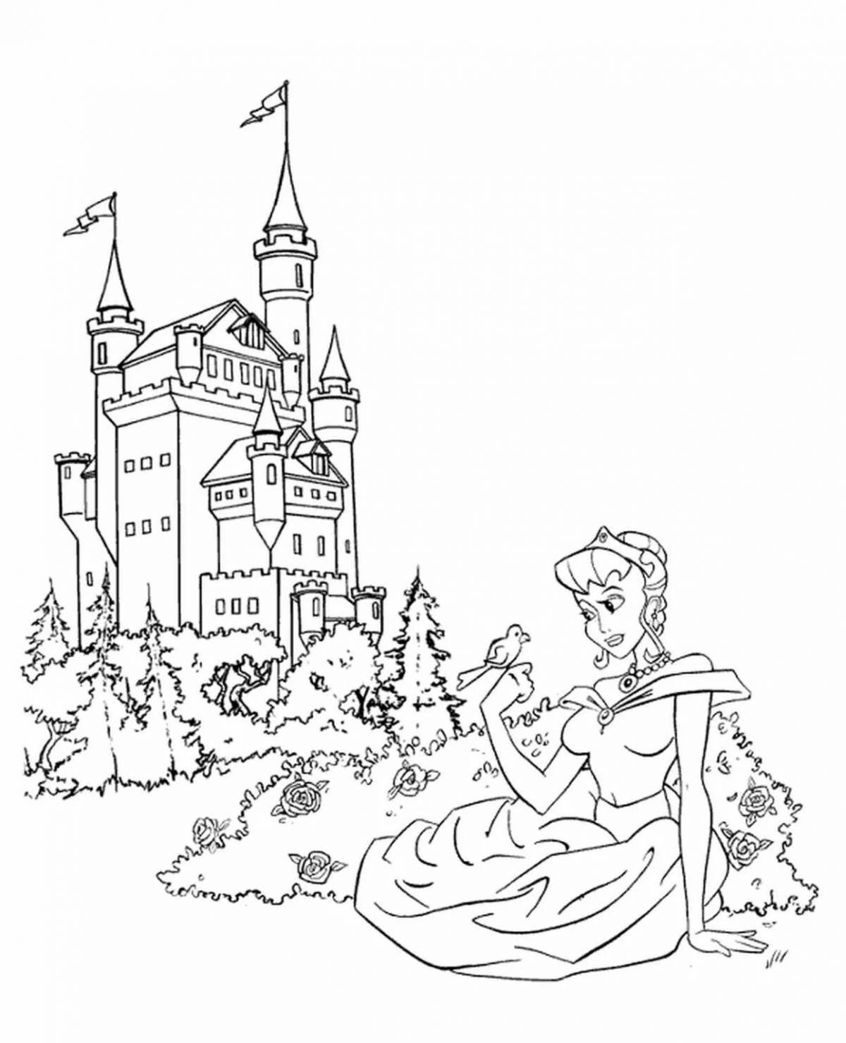 Colorful castles for girls coloring