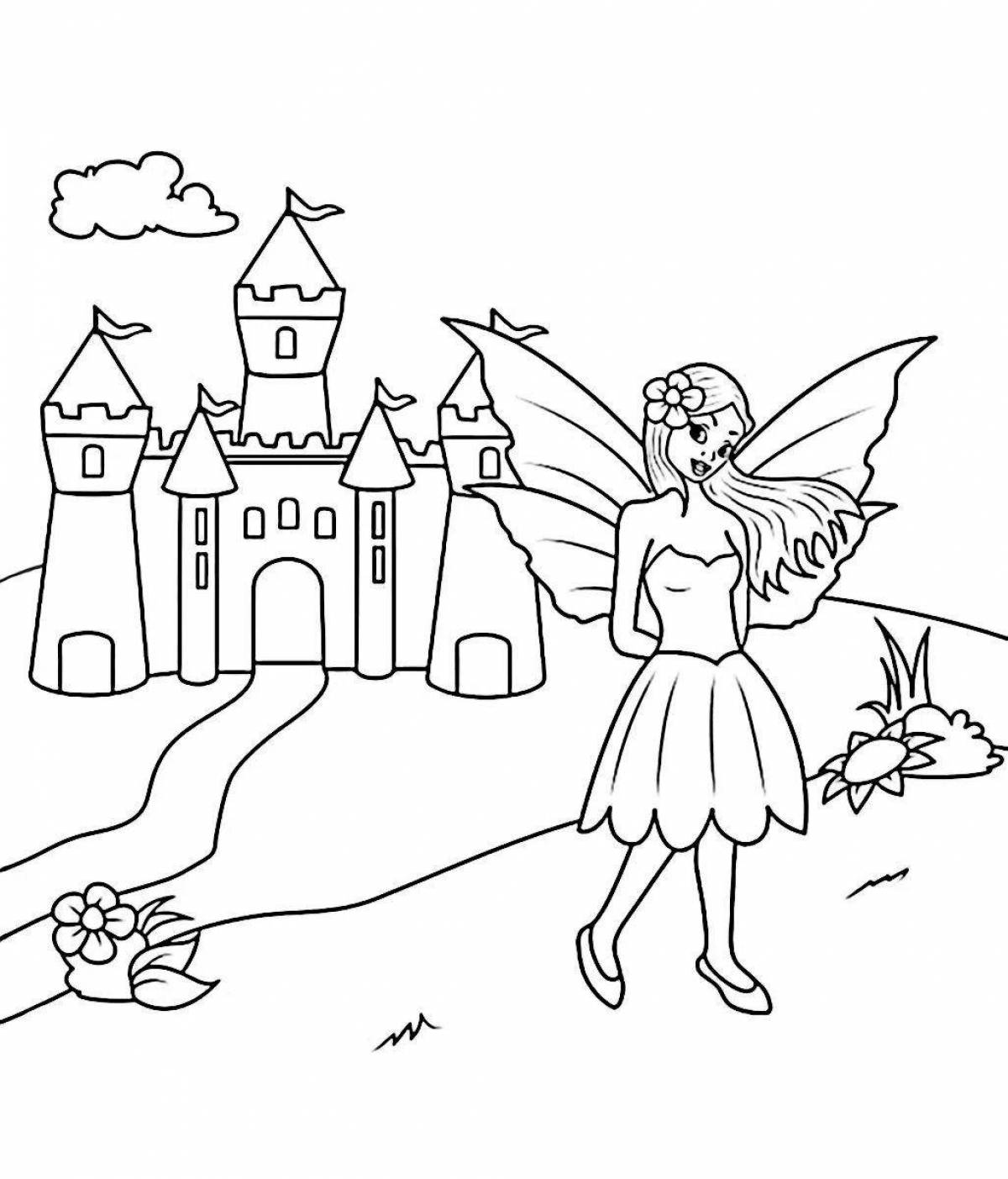 Glittering castles coloring book for girls