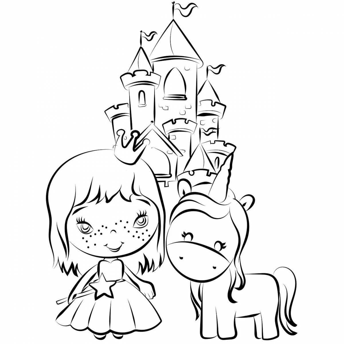 Coloring cute castles for girls