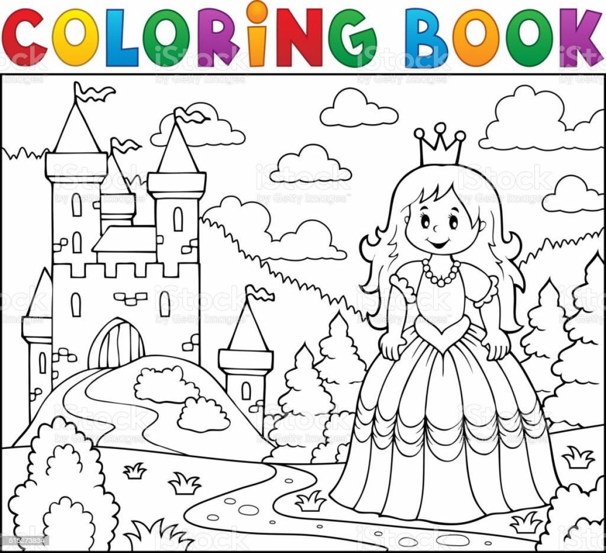 Cozy castles coloring page for girls