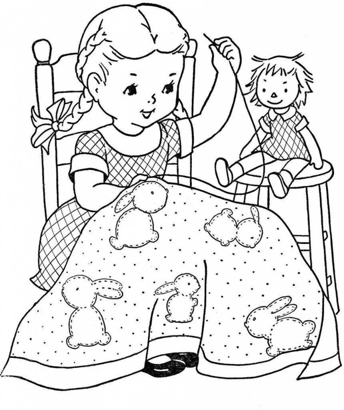 A funny seamstress coloring for kids
