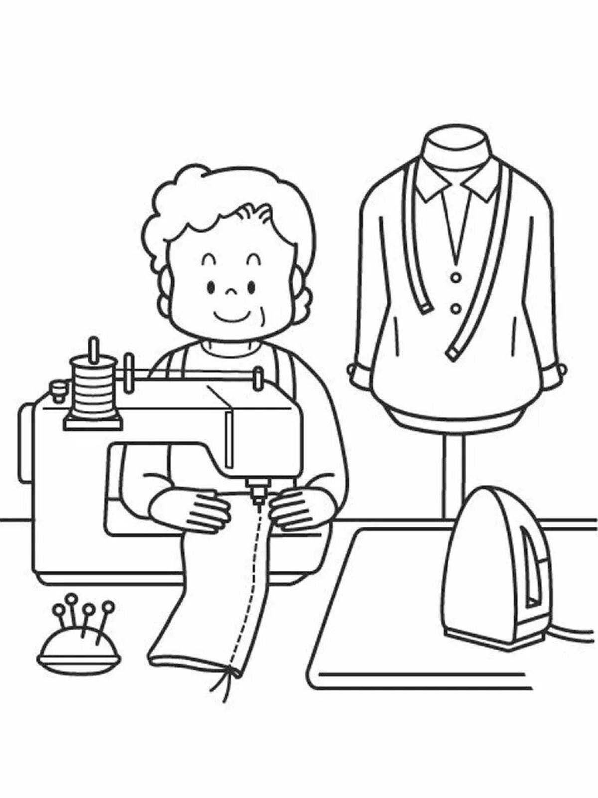 Glowing Seamstress Coloring Page for Toddlers