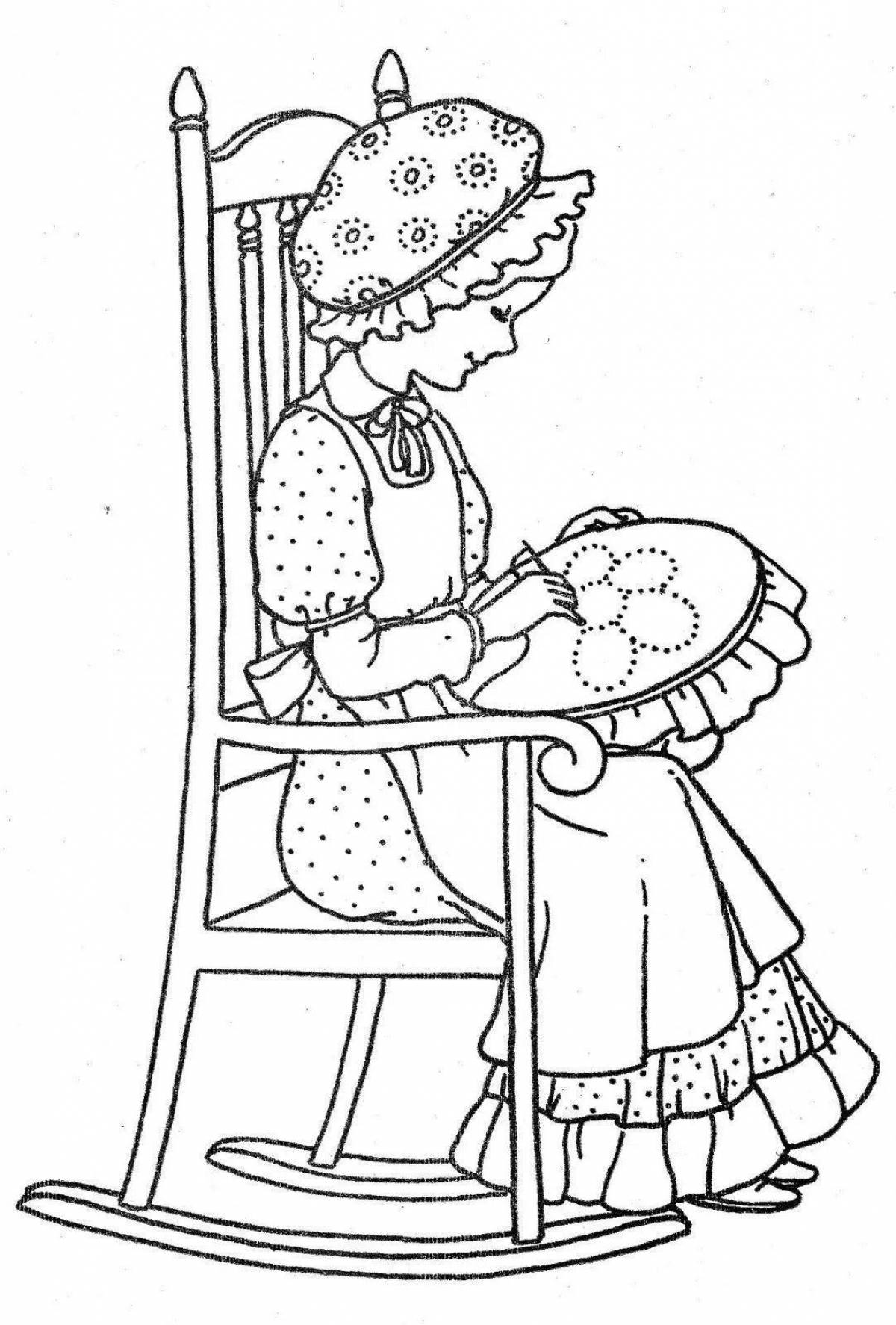 Fancy seamstress coloring book for babies