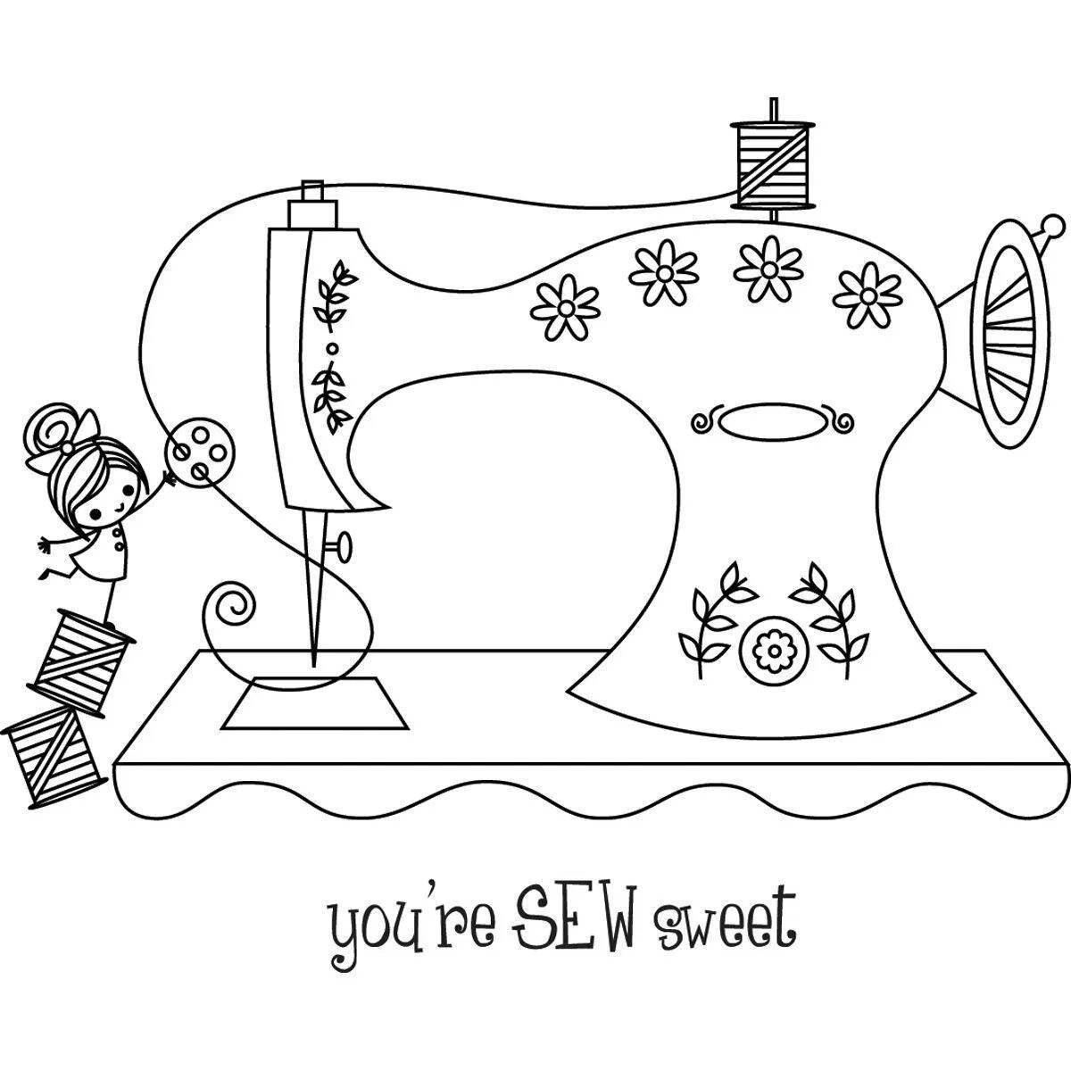 Cute seamstress coloring for kids
