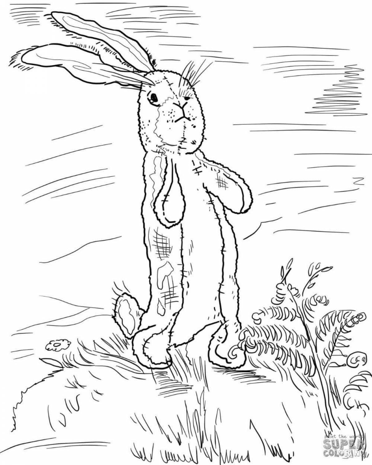 Playful hunters and rabbits coloring page