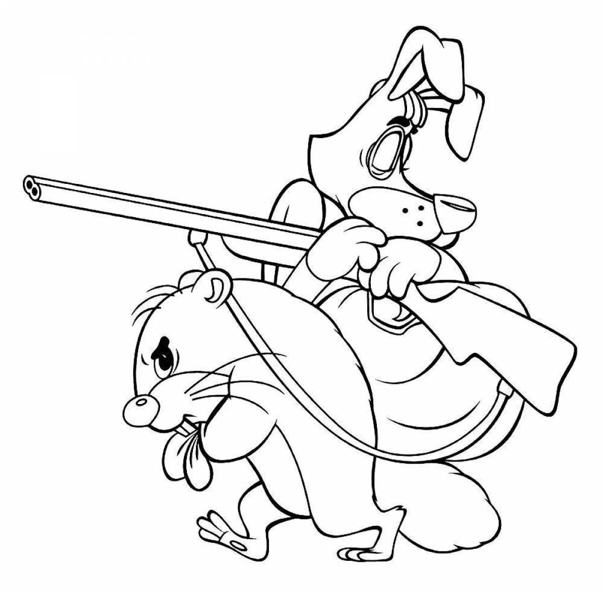 Раскраска сказочные охотники и кролики