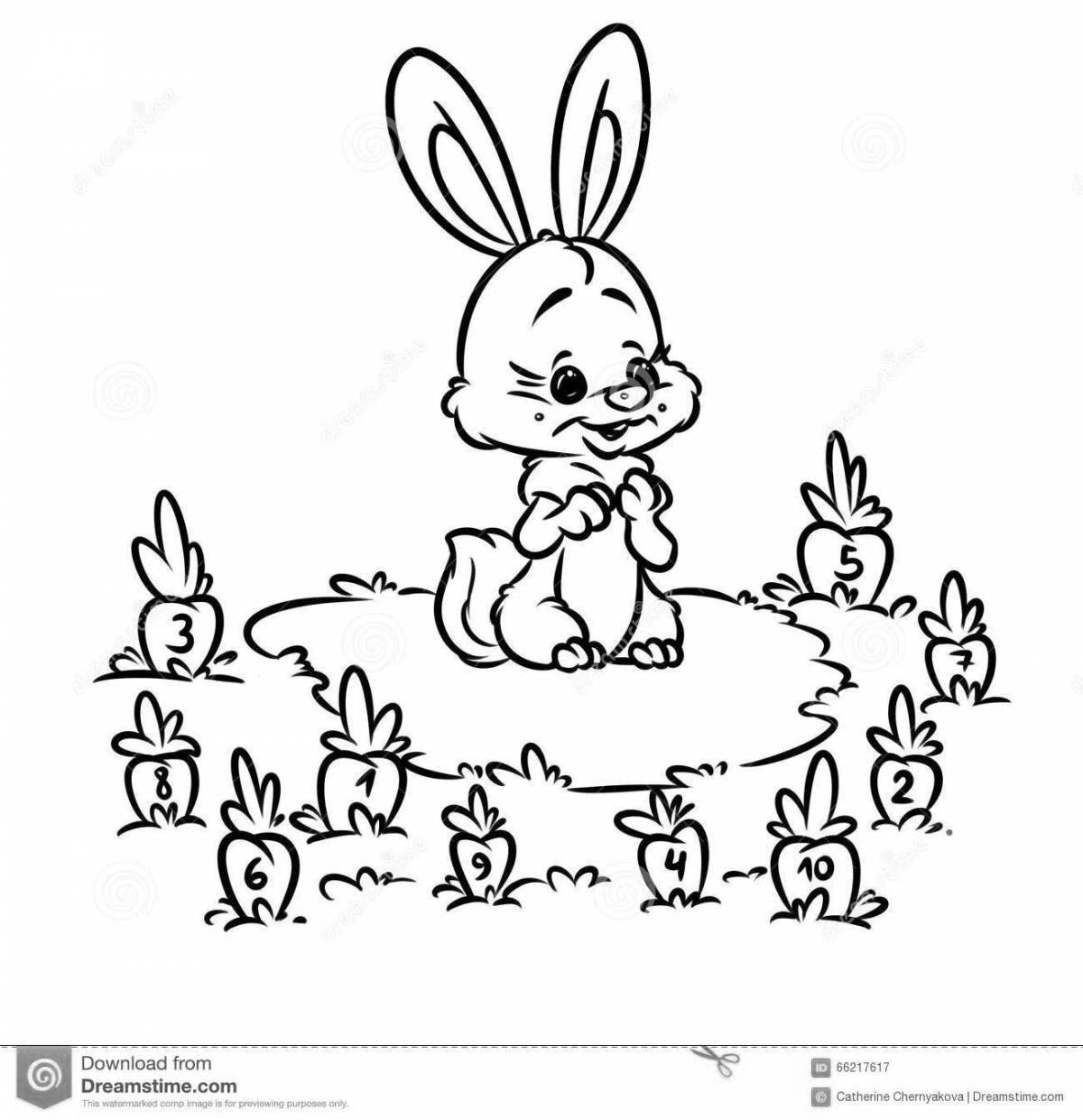 Fancy hunters and rabbits coloring page