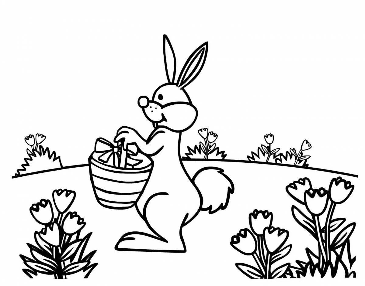 Animated hunters and rabbits coloring book