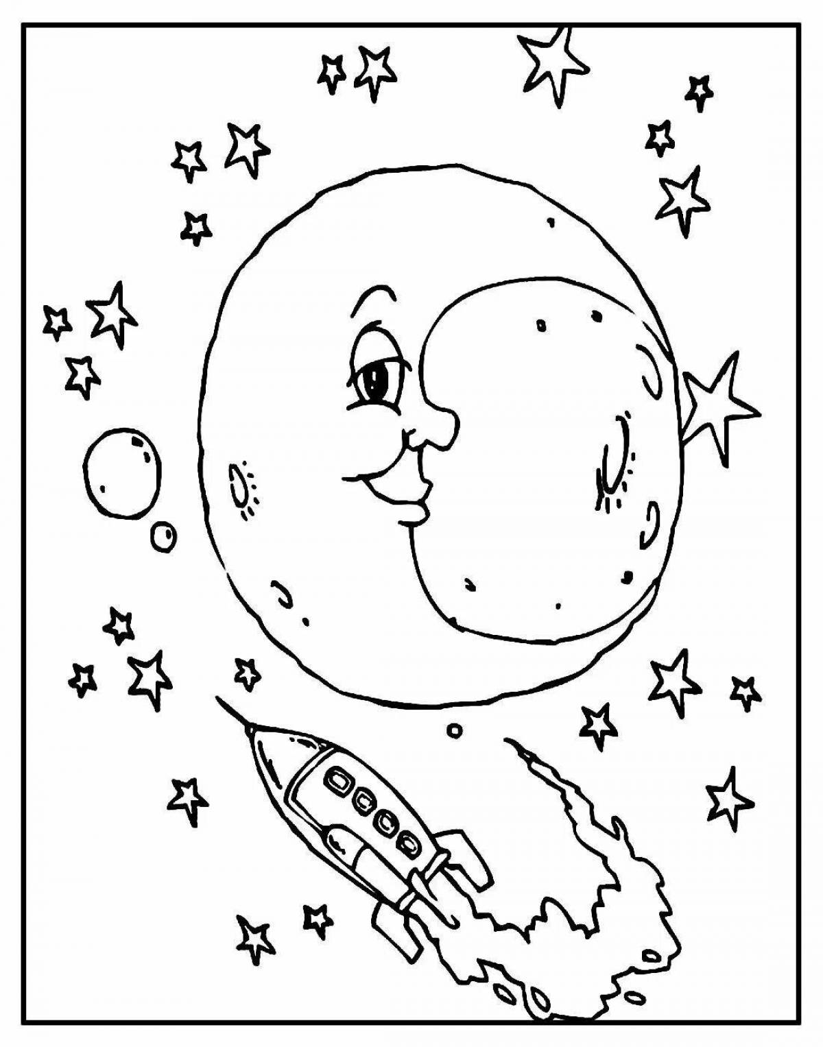 Spectacular coloring moon and earth