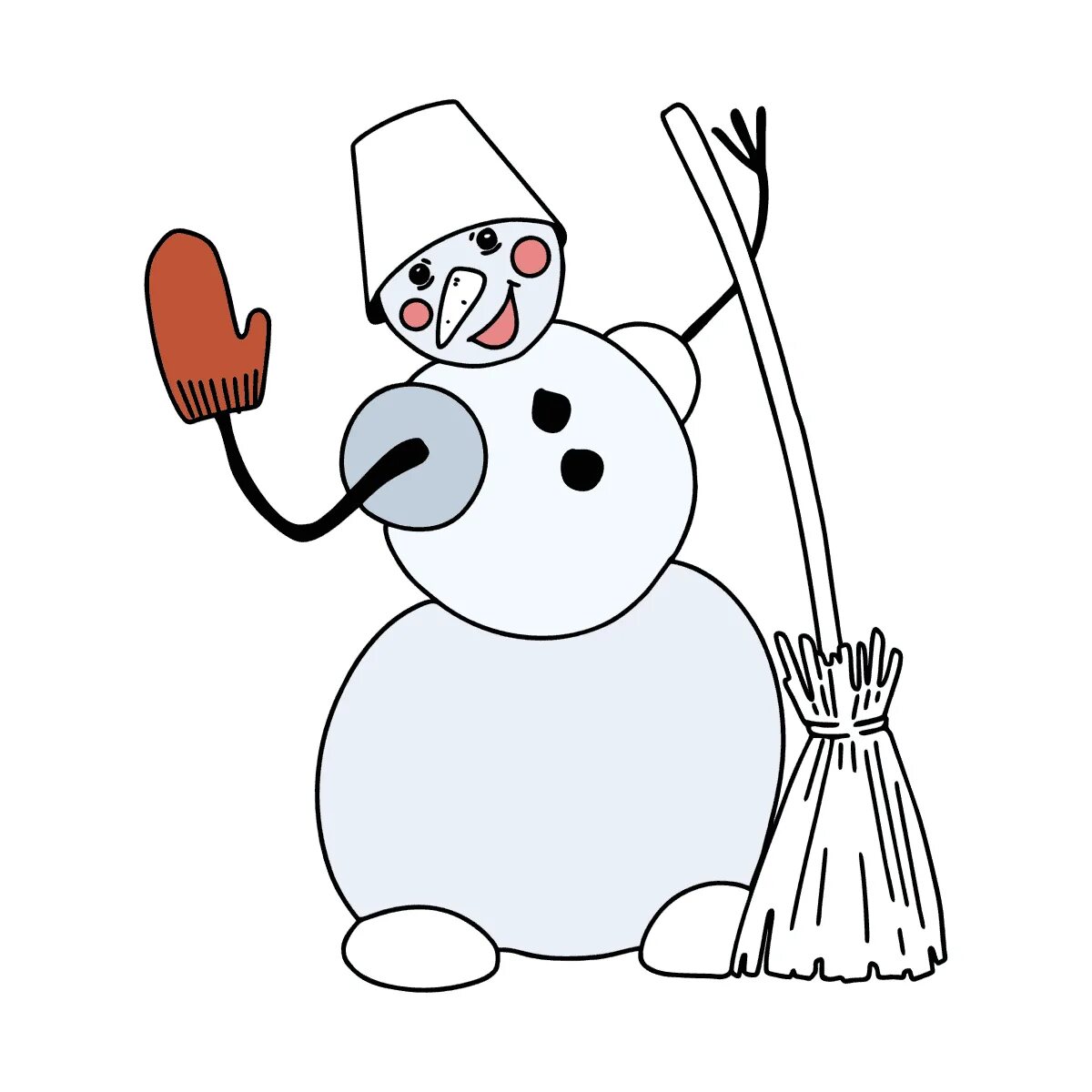Snowman with broom #1