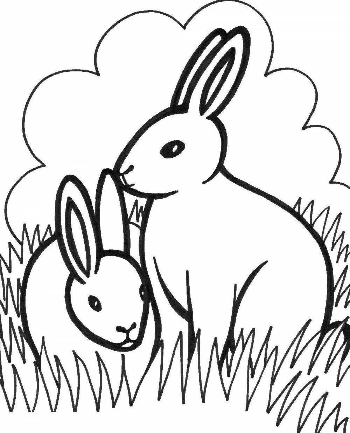 Радостный кролик-раскраска для детей