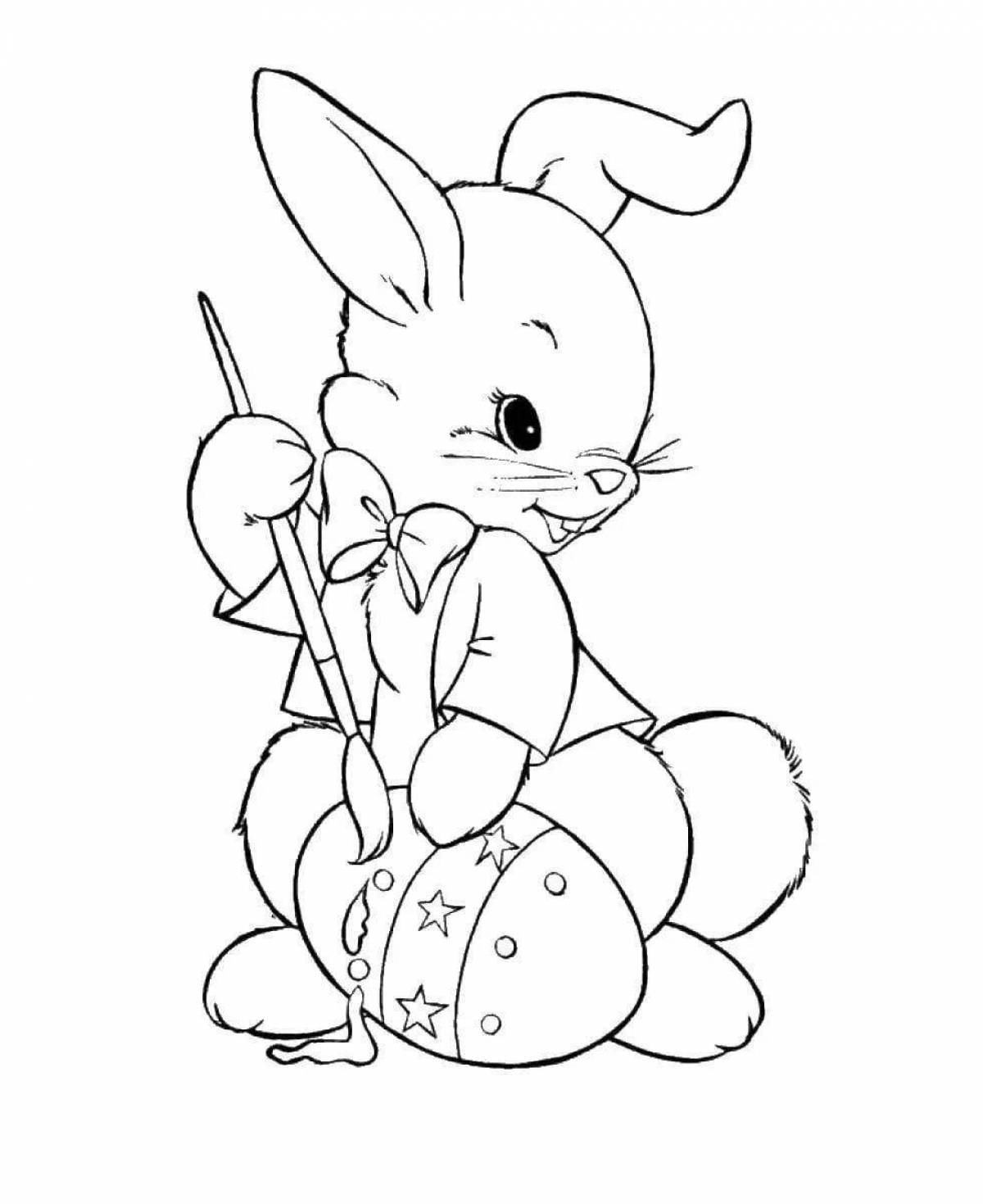 Глупый кролик-раскраска для детей
