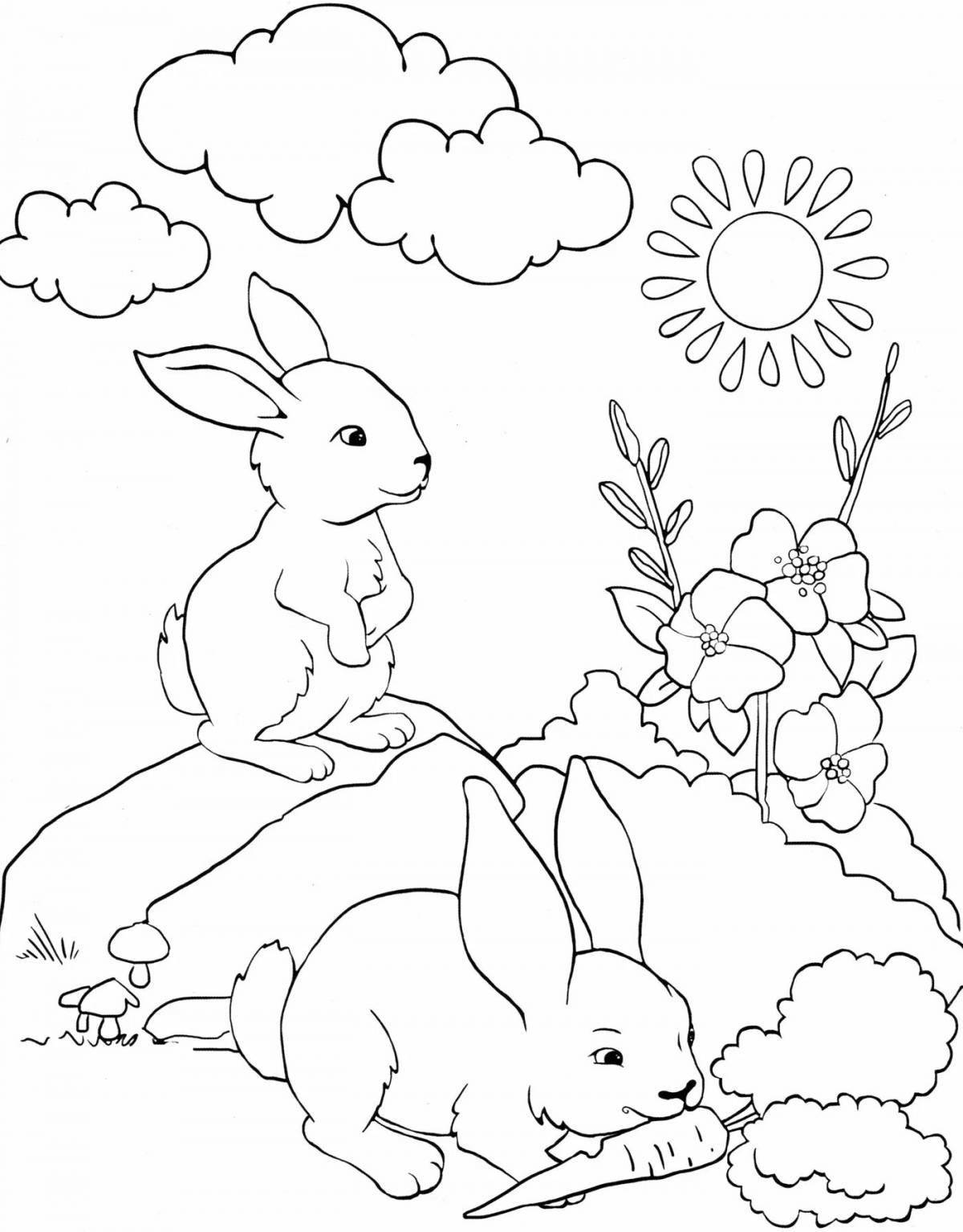 Smiling bunny coloring book for kids