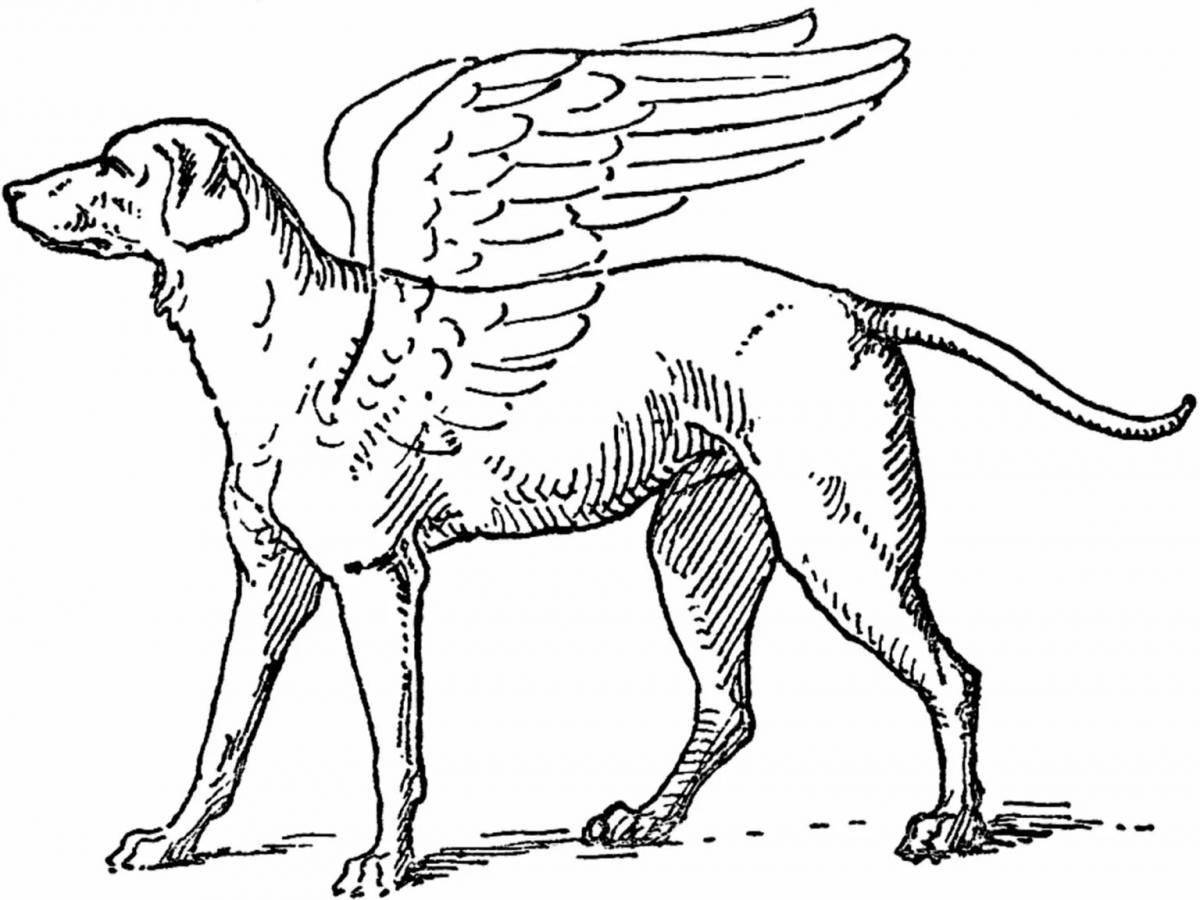 Adorable coloring page dog with wings