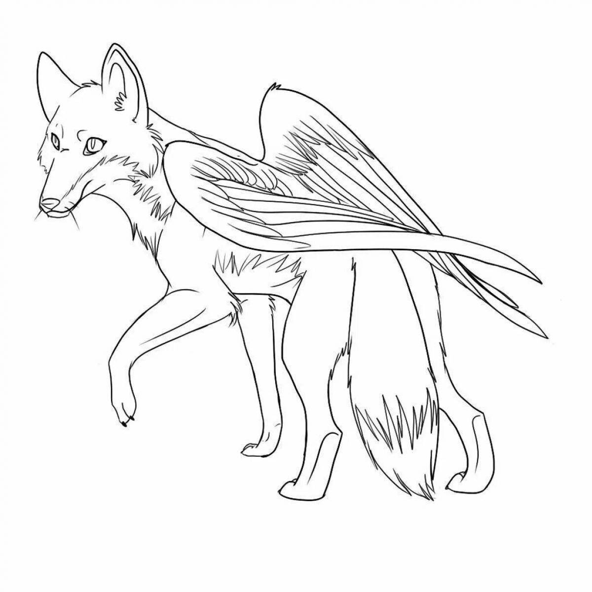 Fun coloring dog with wings