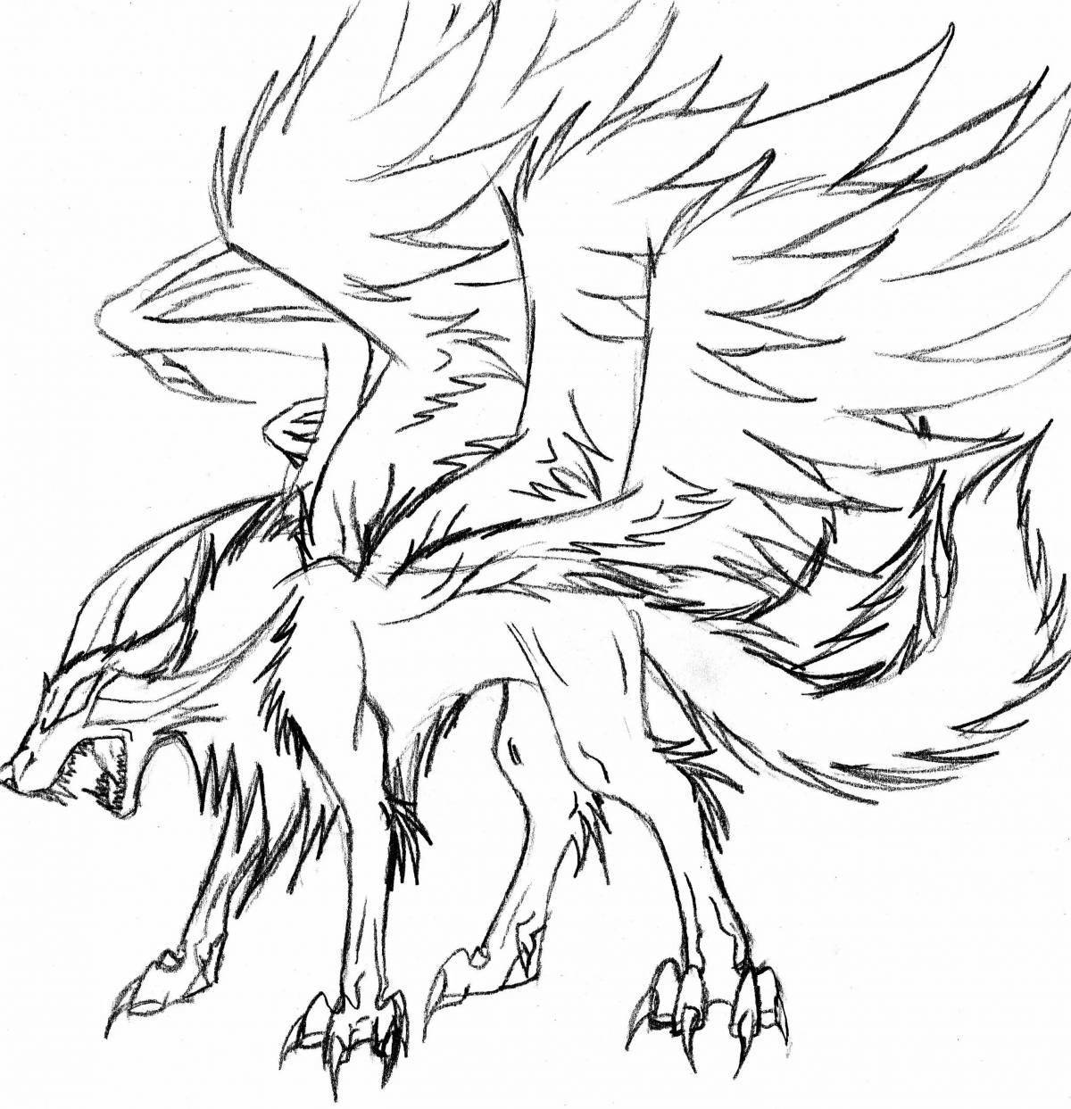 Radiant coloring dog with wings