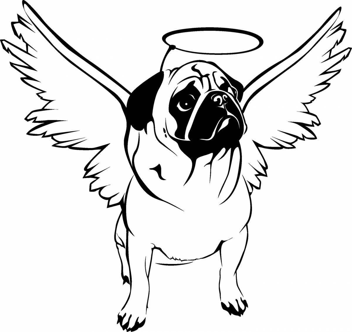 Coloring page fluttering dog with wings