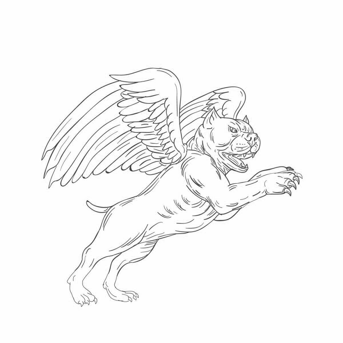 Elegant coloring page dog with wings