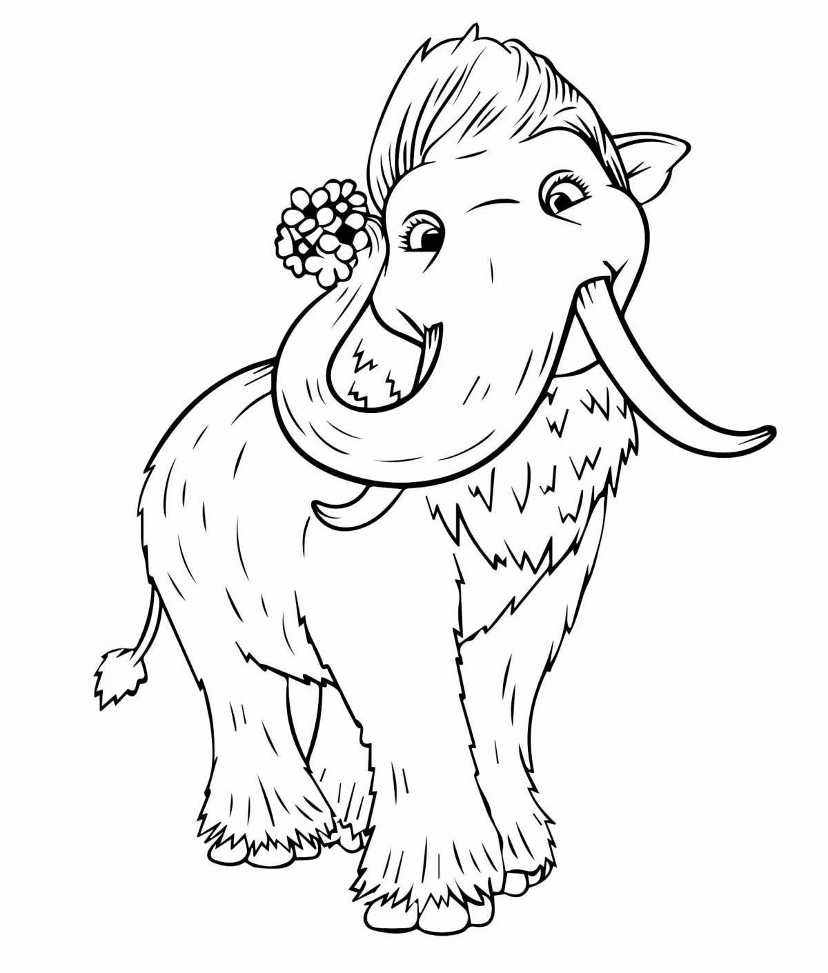 Playful mammoth coloring book for kids