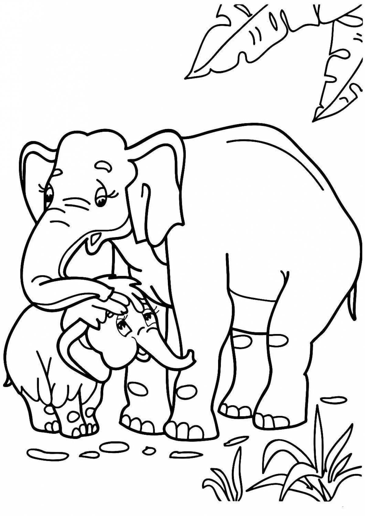 Fun coloring mammoth for kids