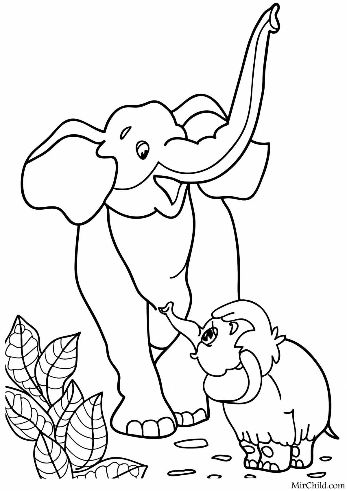 Charming mammoth coloring book for kids