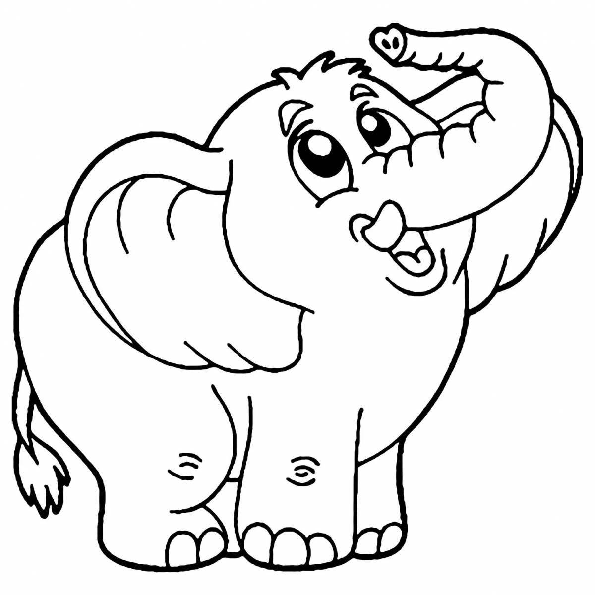 Happy coloring mammoth for kids