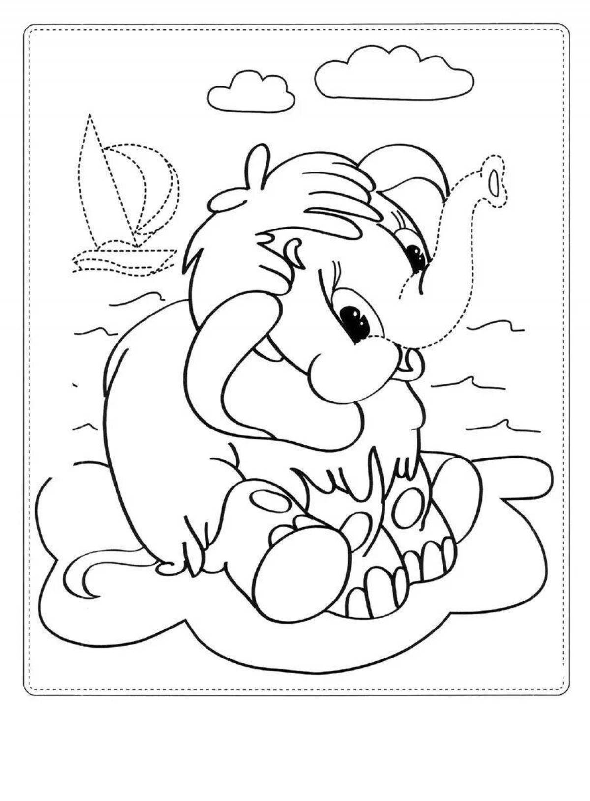 Wonderful mammoth coloring book for kids