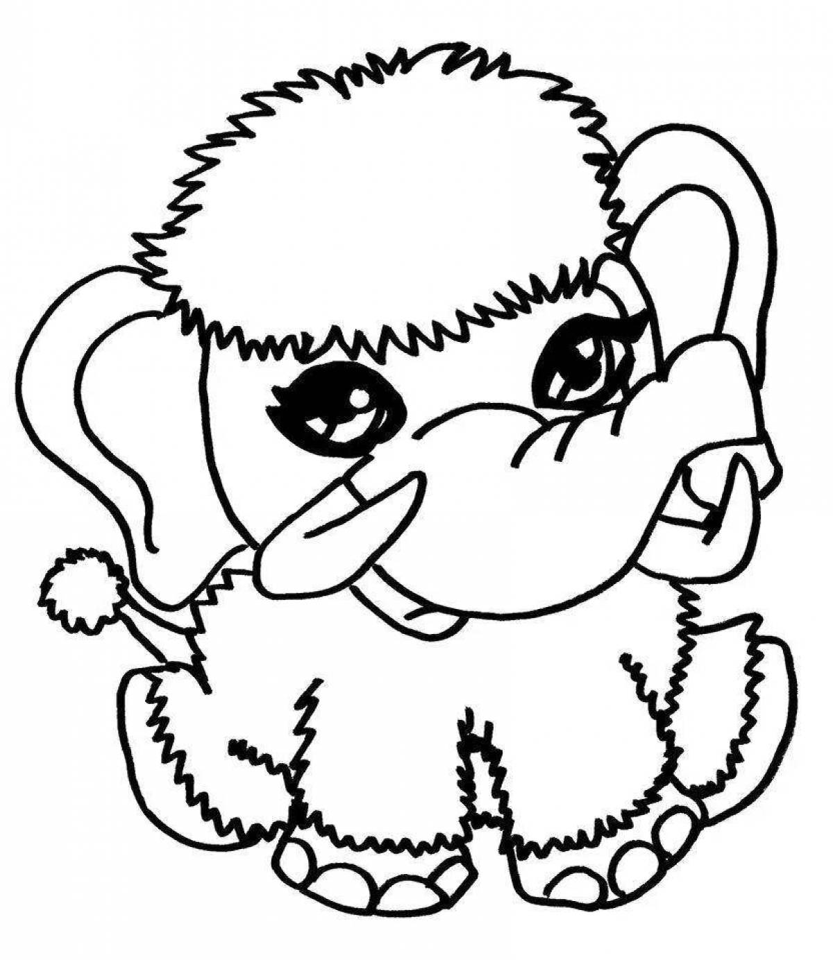 Cute baby mammoth coloring book for kids