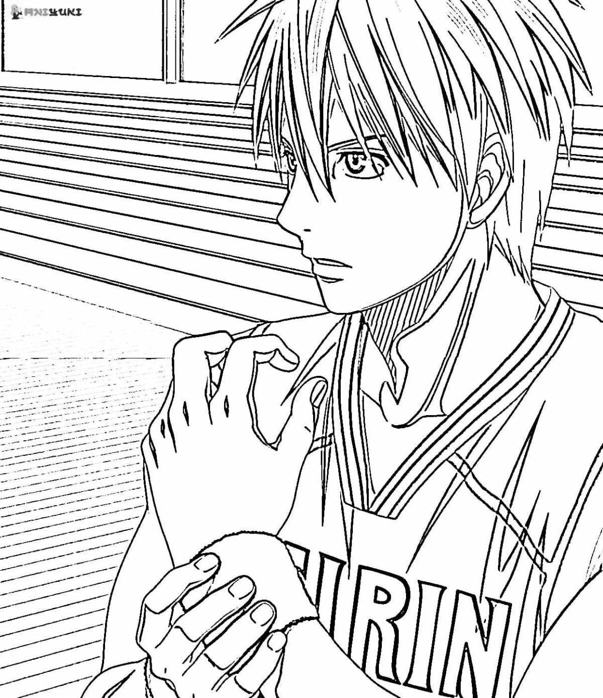 Joyful kuroko anime basketball coloring page