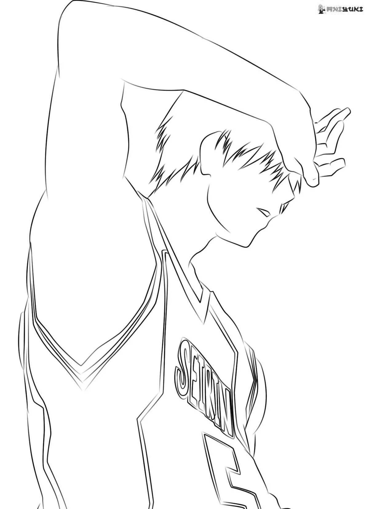 Fabulous kuroko anime basketball coloring page