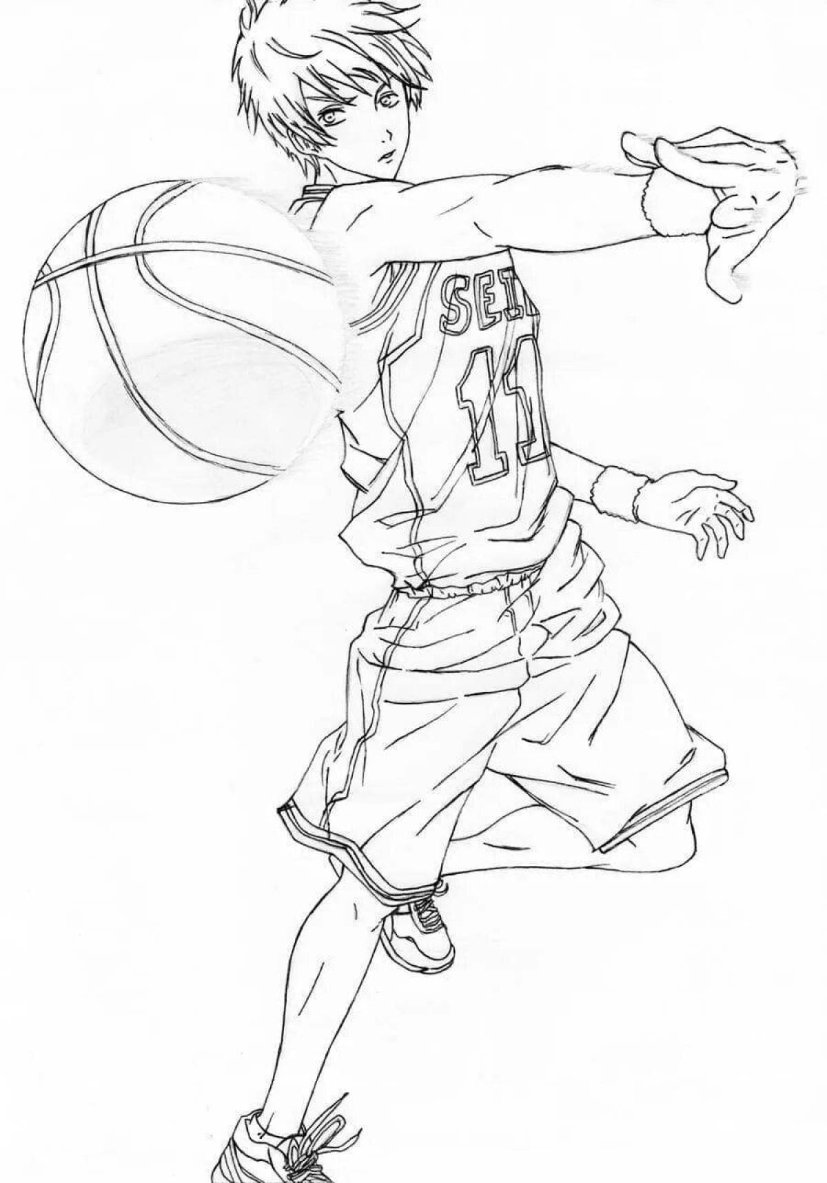 Striking kuroko anime basketball coloring page