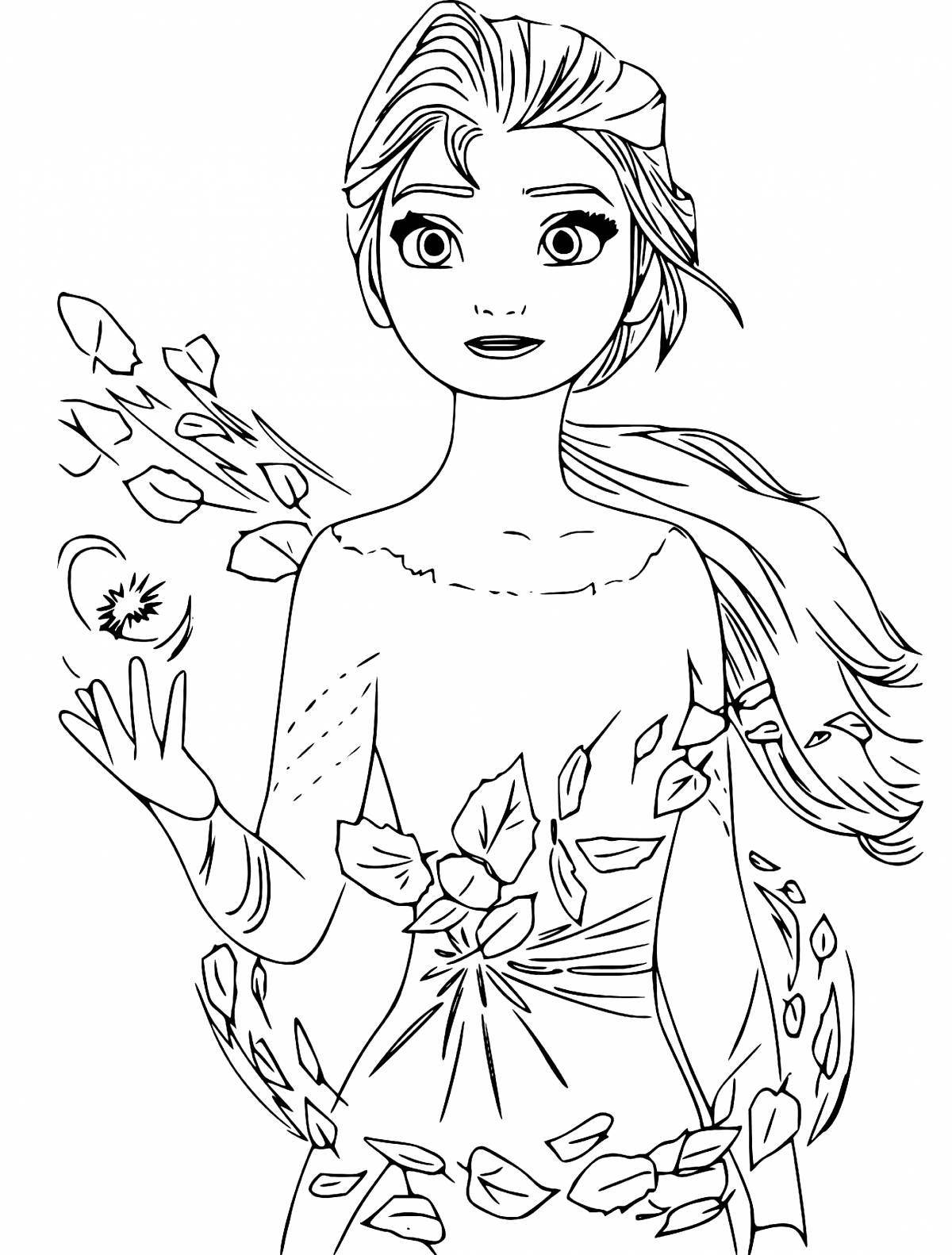 Elsa on a horse majestic coloring book