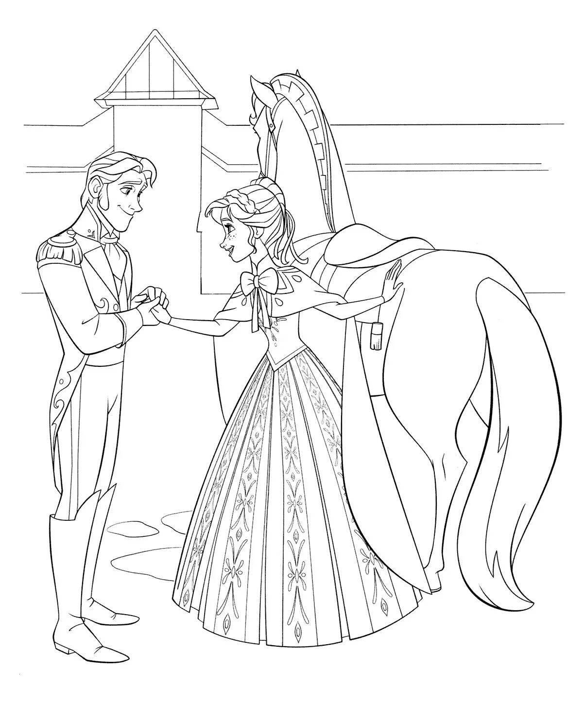 Charming coloring elsa on a horse