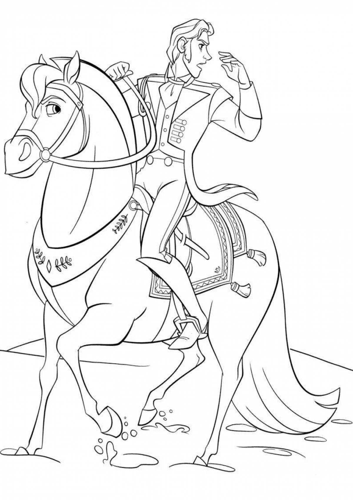 Luminous coloring Elsa on a horse