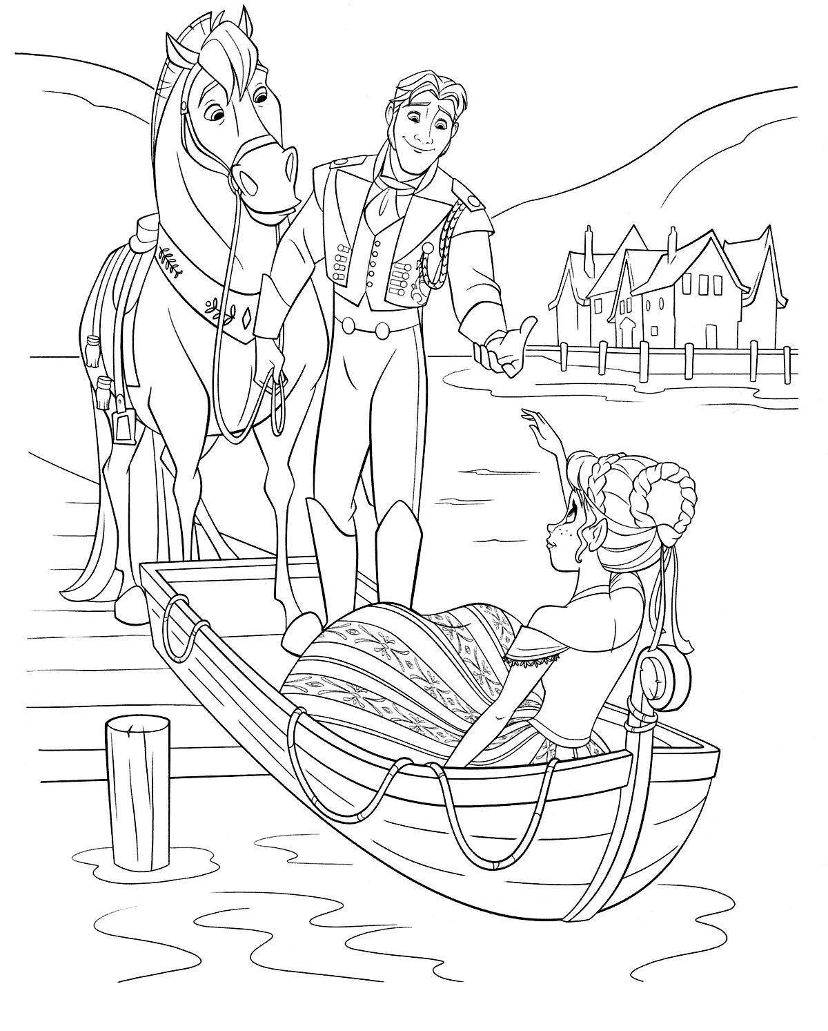 Generous coloring elsa on a horse